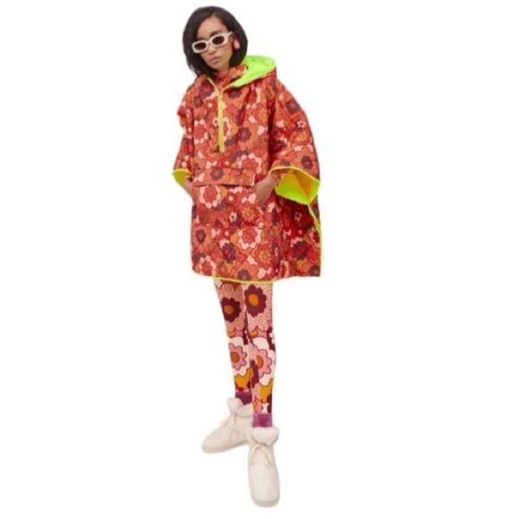 CeliaB Dunsinane Cape Quilted Hooded Oversized Floral Print Multicolor Women's S - Picture 1 of 13